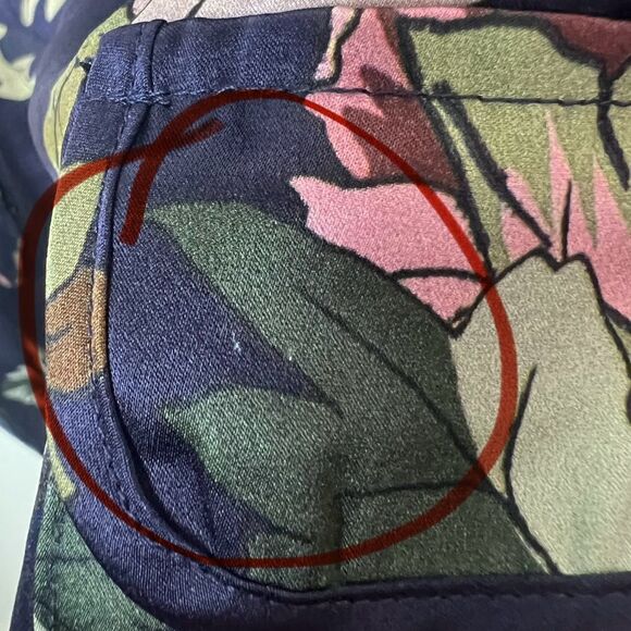 Johnny Was Biya Navy Blue Multi Silk Floral Wide Leg Cargo Chiome Pants Small - Picture 10 of 13